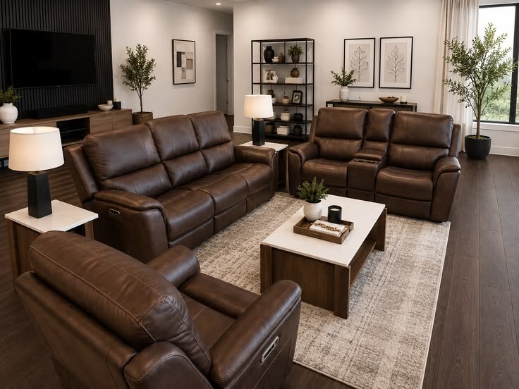 Premium leather soft comfy 3+2+1 automatic recliners
